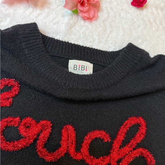BiBi Black Sweater with Red Script Design - Picture 2 of 6